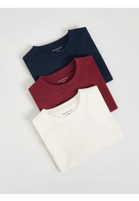 Reserved - Bawełniany longsleeve 3 pack - granatowy. Kolor: niebieski. Materiał: bawełna. Długość rękawa: długi rękaw #1