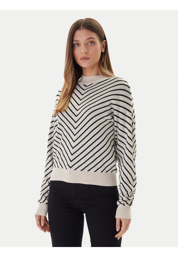 Vero Moda Sweter Capricorn 10331893 Beżowy Regular Fit. Kolor: beżowy. Materiał: bawełna
