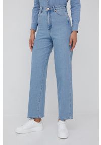 Wrangler jeansy BARREL BLUESTONE damskie high waist. Stan: podwyższony. Kolor: niebieski