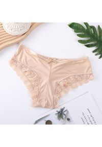 Intica - Figi damskie koronkowe z ozdobnymi paseczkami Anfisa. Kolor: beżowy. Materiał: koronka