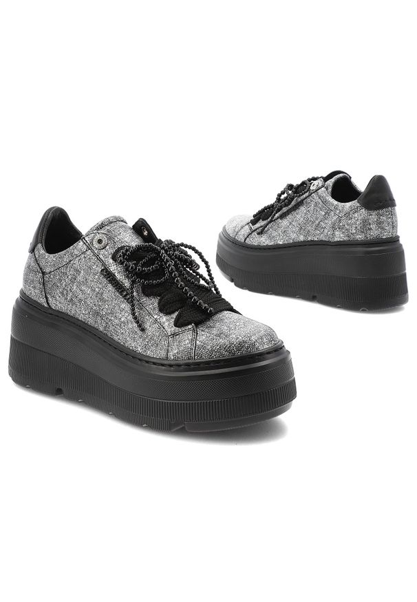 CheBello - Czarne Sneakersy Chebello Eleganckie Obuwie Damskie Na Platformie. Zapięcie: sznurówki. Kolor: czarny. Szerokość cholewki: normalna. Obcas: na platformie. Styl: elegancki