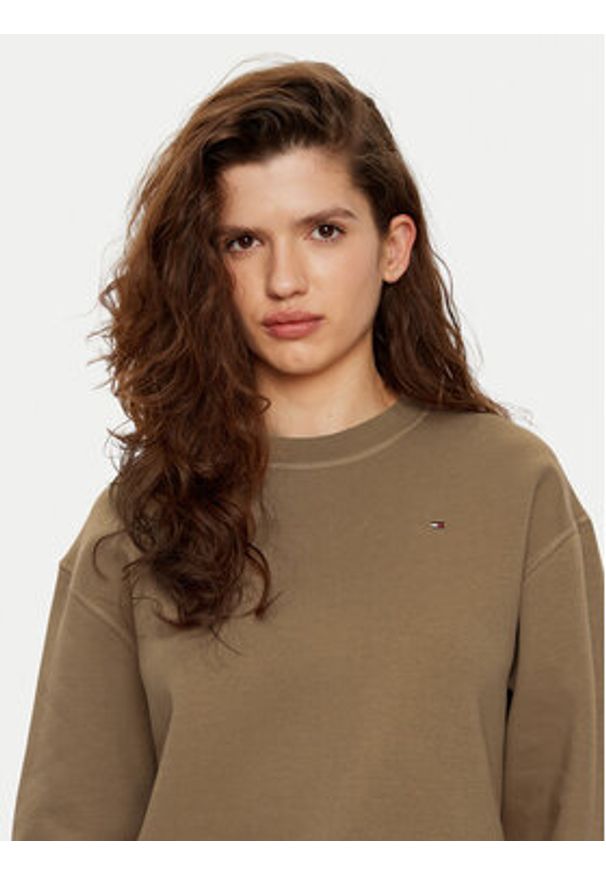 TOMMY HILFIGER - Tommy Hilfiger Bluza WW0WW41246 Brązowy Relaxed Fit. Kolor: brązowy. Materiał: bawełna