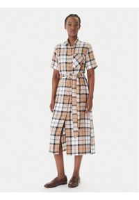 Barbour Sukienka koszulowa Fern LDR0988BR37 Beżowy Slim Fit. Kolor: beżowy. Materiał: lyocell. Typ sukienki: koszulowe #1