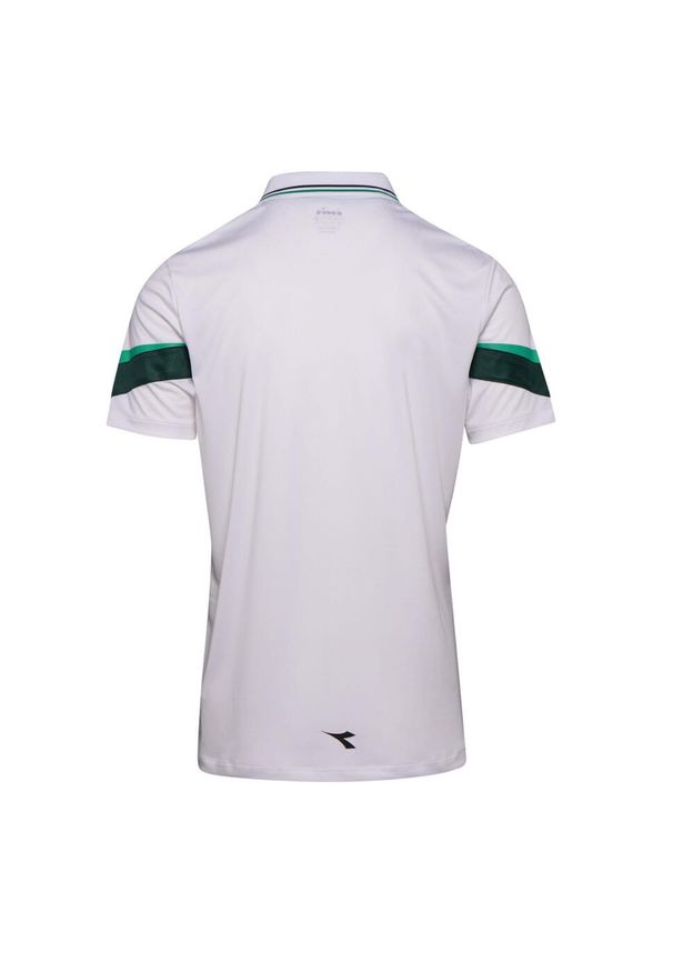 Koszulka do tenisa z krótkim rekawem męska Diadora POLO SS holly green/white. Typ kołnierza: polo. Kolor: zielony, biały, wielokolorowy. Długość: krótkie. Sport: tenis