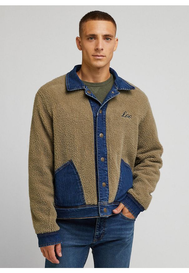 Lee - LEE REVERSABLE RIDER JACKET MĘSKA KURTKA JEANSOWA DŻINSOWA NA GUZIKI MID DARK L89HPME46. Materiał: jeans
