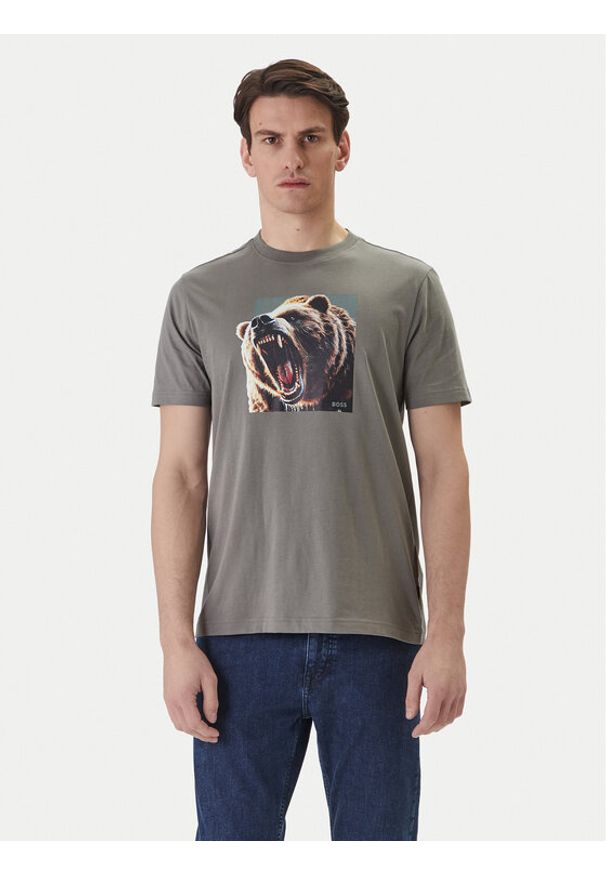 BOSS T-Shirt Dobermann 50558965 Szary Regular Fit. Kolor: szary. Materiał: bawełna