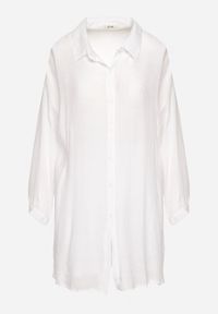 Born2be - Biały Komplet Koszula z Długim Rękawem Szorty Tordia. Kolor: biały. Materiał: bawełna #9