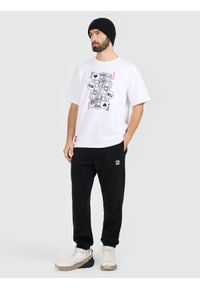 4f - 4F T-shirt loose z nadrukiem męski - biały L. Okazja: na co dzień. Kolor: biały. Materiał: dzianina, bawełna, materiał. Wzór: nadruk. Styl: casual #2