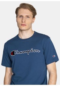 Koszulka męska Champion Organic Cotton Script Logo (216473-BS504). Kolor: niebieski. Materiał: materiał