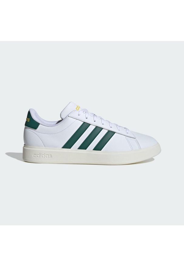 Adidas - Buty Grand Court Cloudfoam Comfort. Kolor: żółty, biały, wielokolorowy, zielony. Materiał: materiał. Model: Adidas Cloudfoam
