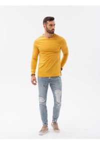 Ombre Clothing - Longsleeve męski bez nadruku L131 - musztardowy - XXL. Kolor: żółty. Materiał: bawełna. Długość rękawa: długi rękaw #3