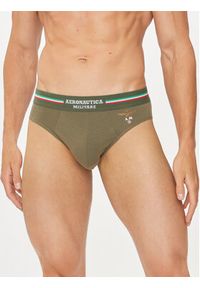 Aeronautica Militare Komplet 2 par slipów AM1USL001 Khaki. Kolor: brązowy. Materiał: bawełna #3