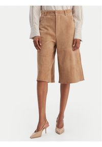 Marella Szorty skórzane Scoglio 2613431021 Beżowy Relaxed Fit. Kolor: beżowy. Materiał: skóra #1