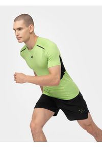 4f - Koszulka do biegania szybkoschnąca męska. Kolor: zielony. Materiał: dzianina, włókno, materiał. Sport: fitness
