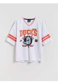 Reserved - T-shirt NHL Anaheim Ducks - biały. Kolor: biały. Materiał: dzianina #1