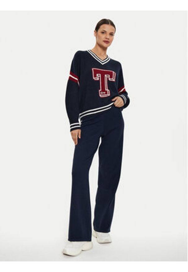 Tommy Jeans Spodnie materiałowe Badge DW0DW18532 Granatowy Wide Leg. Kolor: niebieski. Materiał: wiskoza, syntetyk