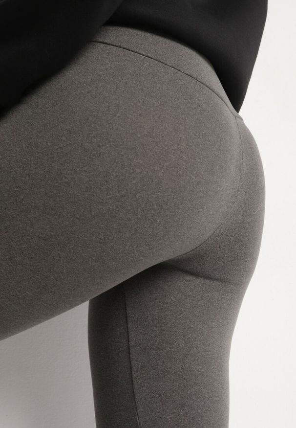 Born2be - Szare Legginsy z Wysokim Stanem i Szeroką Gumką w Talii Seviel. Stan: podwyższony. Kolor: szary. Długość: długie. Styl: klasyczny, elegancki