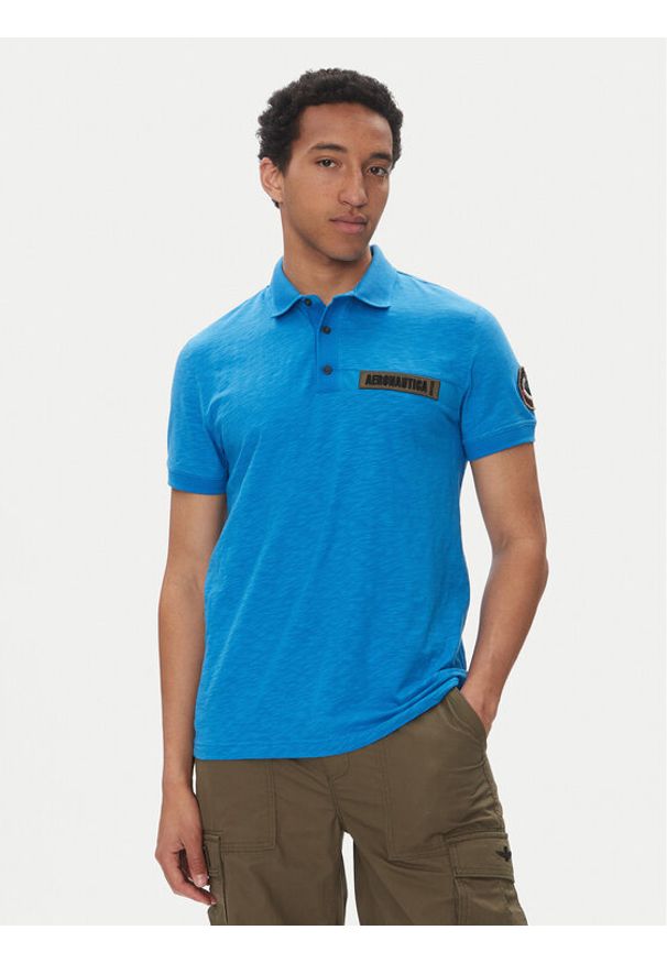 Aeronautica Militare Polo 251PO1865J680 Niebieski Regular Fit. Typ kołnierza: polo. Kolor: niebieski. Materiał: bawełna