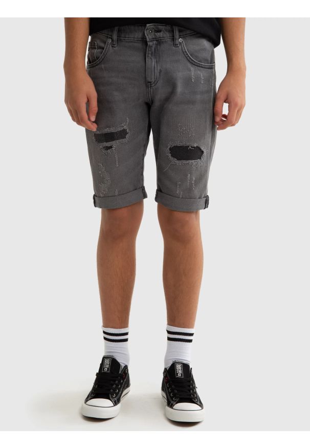 Big-Star - Szorty chłopięce jeansowe szare Ethan 891. Kolor: szary. Materiał: jeans. Długość: do kolan