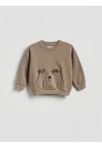 Reserved - Bawełniana bluza oversize - brązowy. Kolor: brązowy. Materiał: bawełna #1