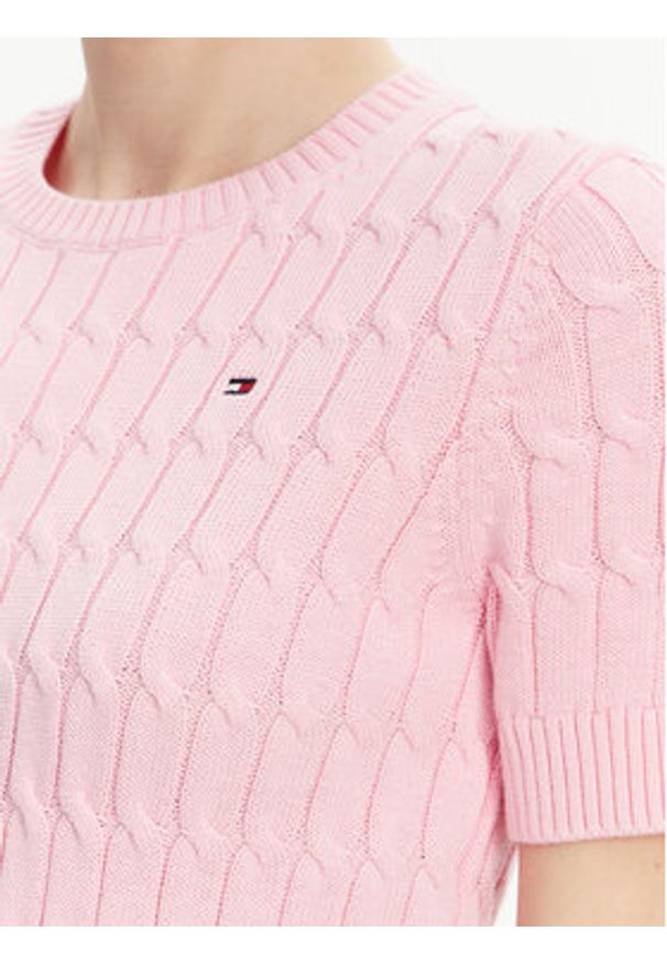 TOMMY HILFIGER - Tommy Hilfiger Sweter WW0WW38744 Różowy Regular Fit. Kolor: różowy. Materiał: bawełna