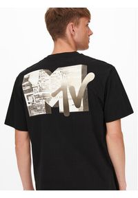 Only & Sons T-Shirt MTV 22022779 Czarny Relaxed Fit. Kolor: czarny. Materiał: bawełna #4