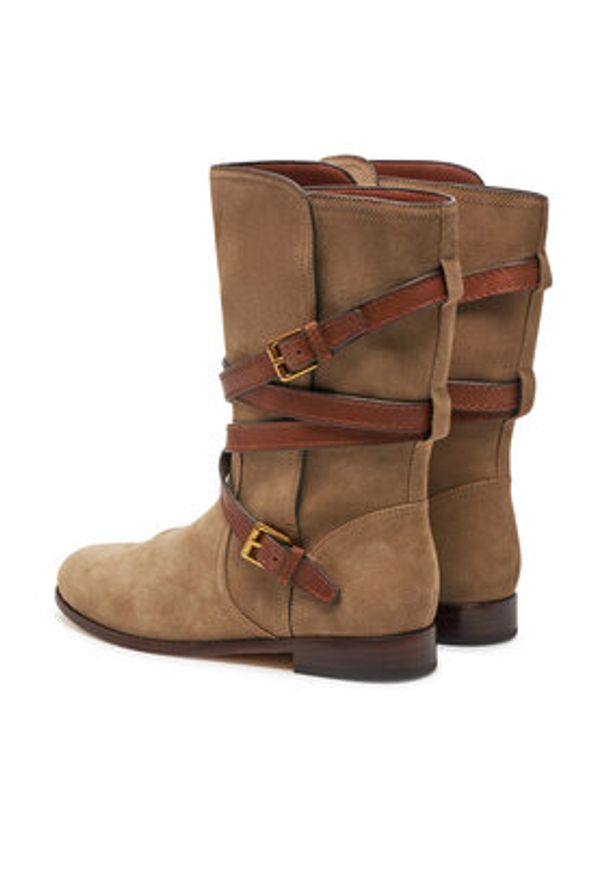 Lauren Ralph Lauren - LAUREN RALPH LAUREN Botki 802951233001 Brązowy. Kolor: brązowy. Materiał: skóra, zamsz