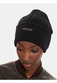 Calvin Klein Czapka Inst Patch Beanie K60K612322 Czarny. Kolor: czarny. Materiał: materiał, bawełna