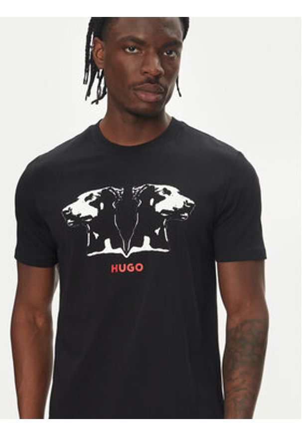 Hugo - HUGO T-Shirt Dobero 50542734 Czarny Regular Fit. Kolor: czarny. Materiał: bawełna