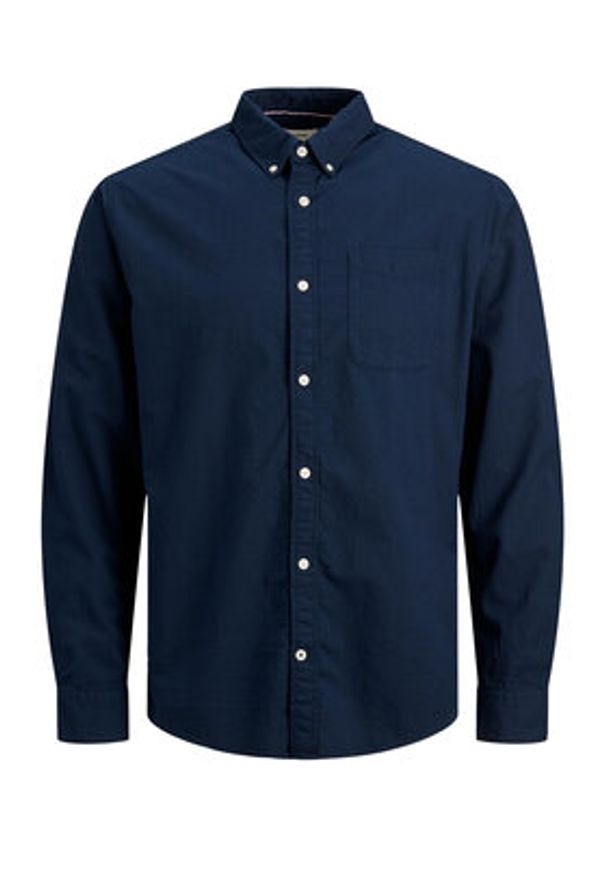 Jack & Jones Koszula 12182486 Granatowy Slim Fit. Kolor: niebieski. Materiał: bawełna