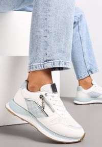 Renee - Niebieskie Sneakersy z Suwakiem i Metaliczną Wstawką Jolei. Kolor: niebieski. Materiał: jeans #1