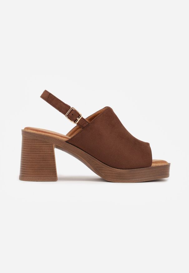 Born2be - Brązowe Sandały VICES na Obcasie i Platformie z Imitacji Drewna Ilda. Okazja: na co dzień. Kolor: brązowy. Obcas: na obcasie. Styl: elegancki, casual, klasyczny. Wysokość obcasa: średni