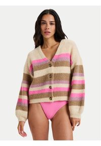 Roxy Kardigan Marble Tiles Stripe ERJSW03669 Beżowy Regular Fit. Kolor: beżowy. Materiał: syntetyk #1