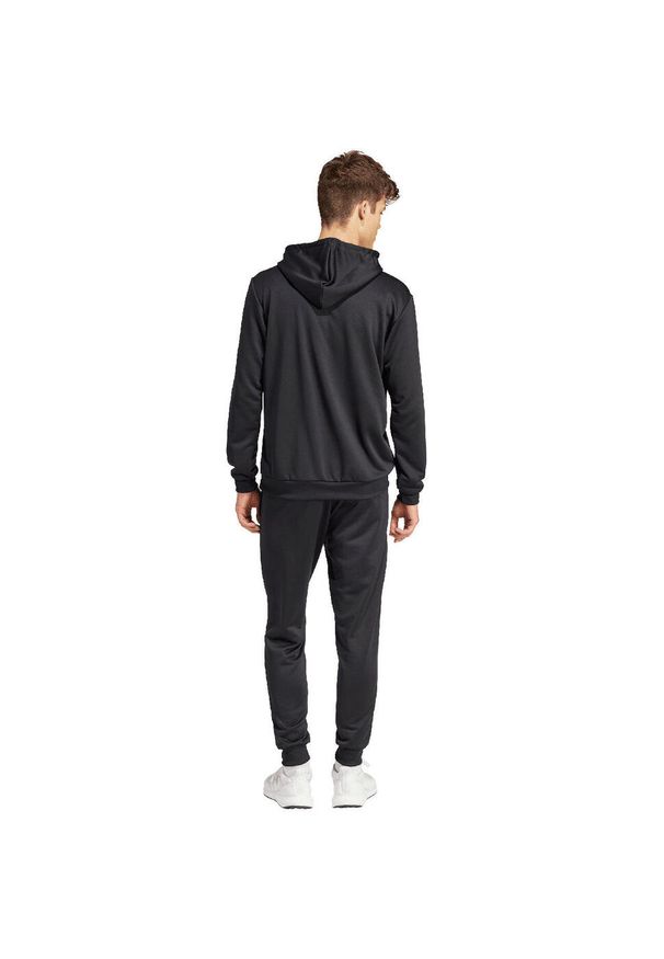 Adidas - Dres męski adidas Terry Hooded Tracksuit. Kolor: biały, czarny, wielokolorowy. Materiał: dresówka