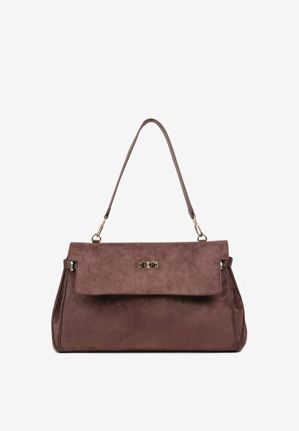 Born2be - Bordowa Elegancka Torebka Listonoszka na Ramię z Imitacji Zamszu Senesse. Kolor: czerwony. Materiał: zamszowe. Styl: elegancki. Rodzaj torebki: na ramię