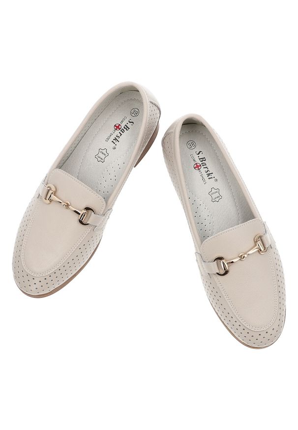 Beżowe Półbuty S.Barski Obuwie Damskie Na Obcasie. Zapięcie: klamry. Kolor: beżowy. Szerokość cholewki: normalna. Obcas: na obcasie. Styl: elegancki. Wysokość obcasa: niski