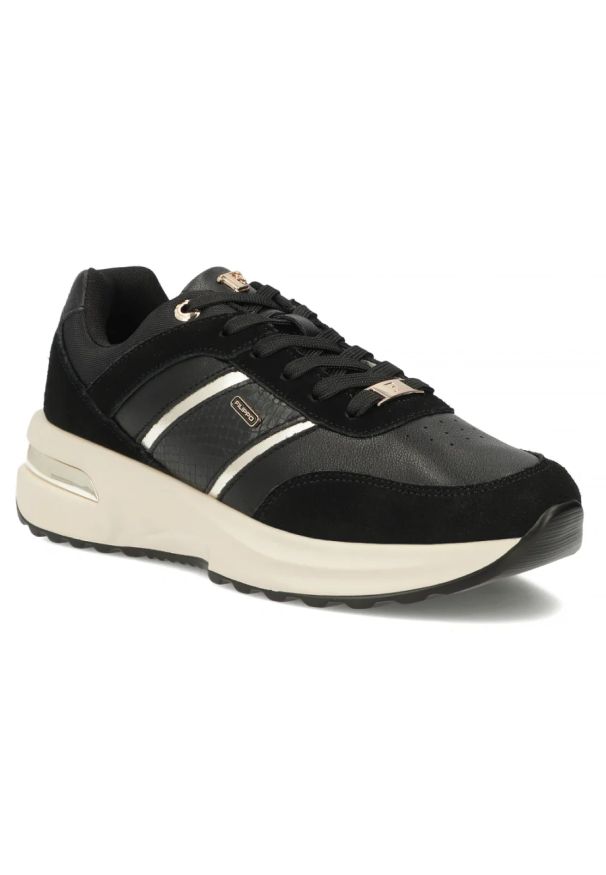 Skórzane półbuty damskie sneakersy czarne Filippo DP7772. Okazja: na co dzień. Kolor: czarny. Materiał: skóra. Szerokość cholewki: normalna. Obcas: na platformie. Styl: casual, sportowy