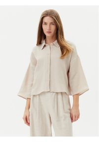 Vero Moda Koszula Natali 10279685 Beżowy Standard Fit. Kolor: beżowy. Materiał: bawełna #1
