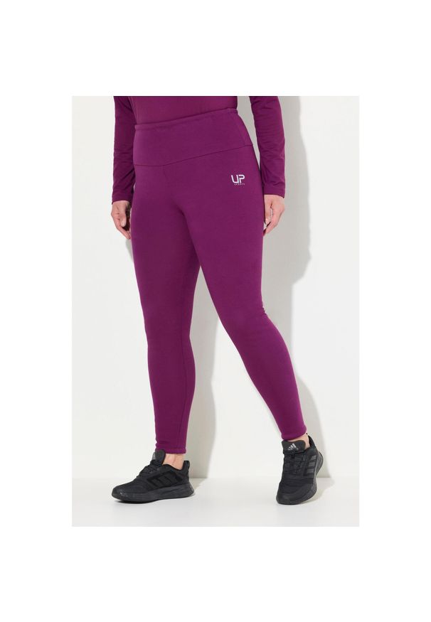 ULLA POPKEN - Damskie Legginsy sztuczne futerko od wewnątrz bardzo ciepłe wysoki stan. Stan: podwyższony. Kolekcja: plus size. Kolor: różowy. Materiał: poliester, materiał, elastan, bawełna. Sport: turystyka piesza