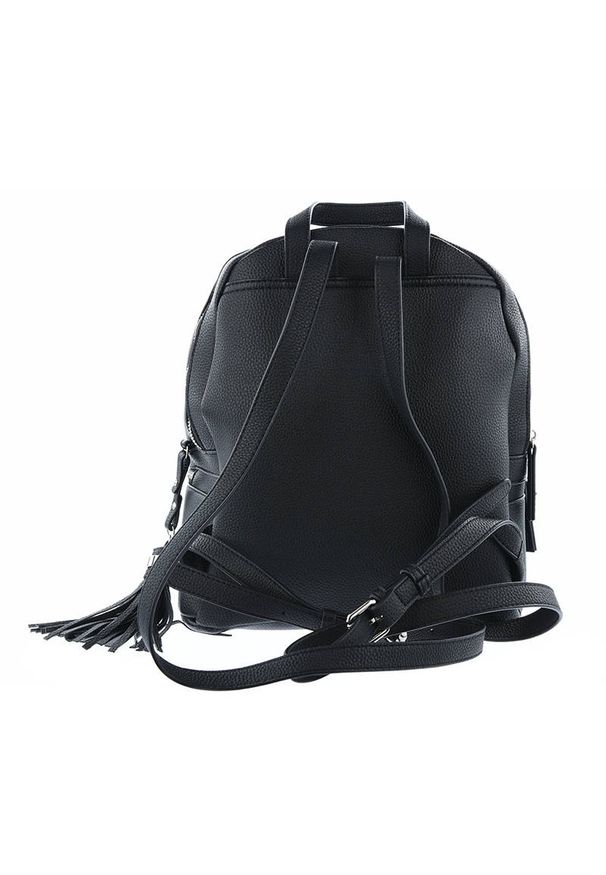 Big Star Accessories - Czarny Stylowy Plecak Damski Big Star. Kolor: czarny. Wzór: aplikacja. Dodatki: z frędzlami. Materiał: z tłoczeniem, skórzane. Styl: elegancki