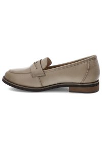 Beżowe Mokasyny Cambell Klasyczne Obuwie Damskie. Okazja: na co dzień. Kolor: beżowy. Materiał: skóra. Obcas: na obcasie. Styl: klasyczny. Wysokość obcasa: średni #3