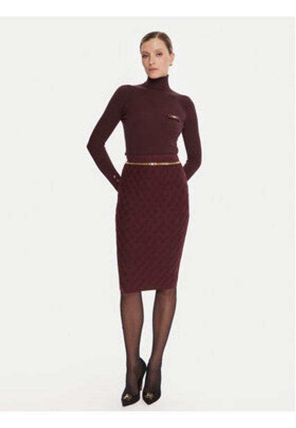 Elisabetta Franchi Spódnica ołówkowa GK-20B-56E2-V390 Bordowy Slim Fit. Kolor: czerwony. Materiał: wiskoza
