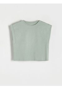 Reserved - Bawełniana bluzka - oliwkowy. Kolor: oliwkowy. Materiał: bawełna