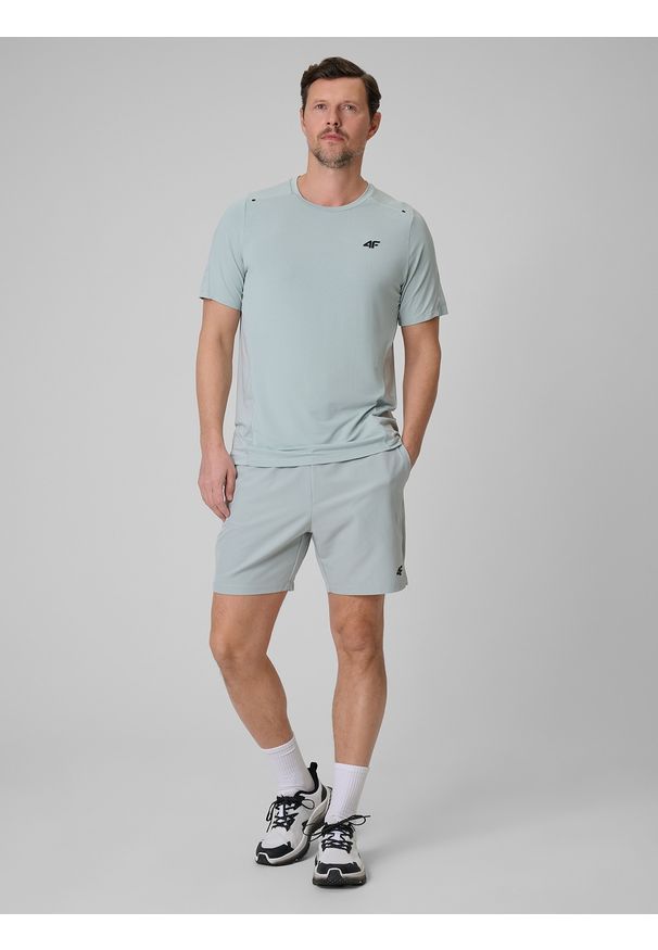 4f - 4F Koszulka regular treningowa szybkoschnąca męska - miętowa L. Kolor: turkusowy. Materiał: skóra, materiał. Sport: fitness