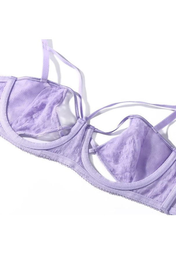 Intica - Komplet bielizny koronkowej ze strapsami regulowanymi Behjat. Kolor: czarny. Materiał: koronka. Wzór: paski, koronka