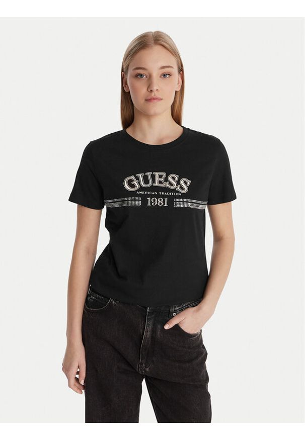 Guess T-Shirt V6RI16 I3Z14 Czarny Regular Fit. Kolor: czarny. Materiał: bawełna