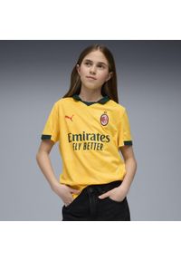 Puma - Młodzieżowa trzecia koszulka AC Milan 25/26 PUMA Sunny Yellow Dark Myrtle Green. Kolor: zielony, wielokolorowy, żółty. Sport: piłka nożna