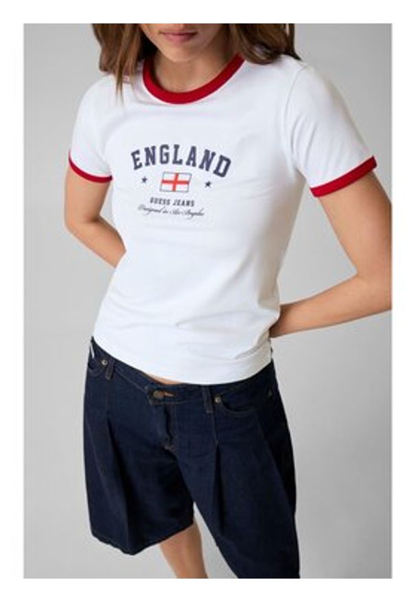 Guess Jeans T-Shirt 183096 Biały Classic Fit. Kolor: biały