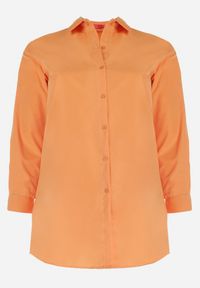 Born2be - Pomarańczowa Gładka Koszula z Podpinanymi Rękawami Efrata. Kolekcja: plus size. Kolor: pomarańczowy. Długość rękawa: długi rękaw. Długość: długie. Wzór: gładki. Styl: klasyczny