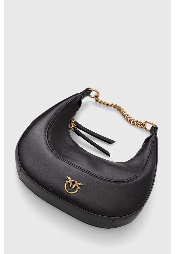 Pinko torebka skórzana kolor czarny. Kolor: czarny. Materiał: skórzane